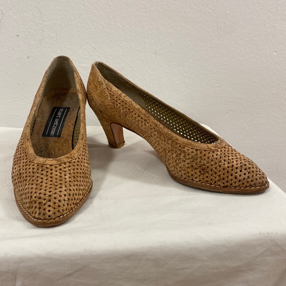 Vintage Stuart Weitzman cork perforated heels